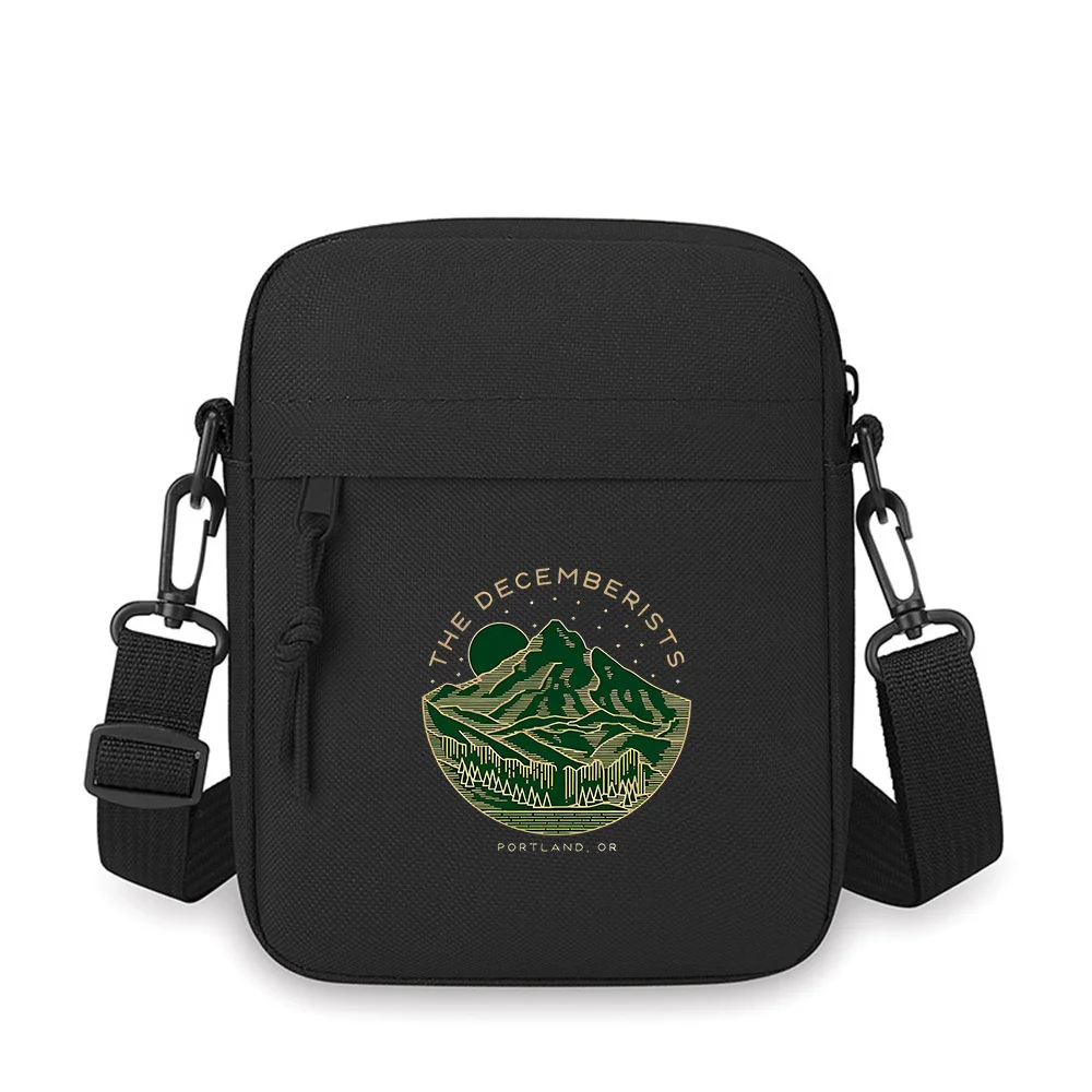 

Mountain landscape vintage badge design Men Crossbody Bag Single Shoulder Women Cartoon Anime Film Printing Design Unisex