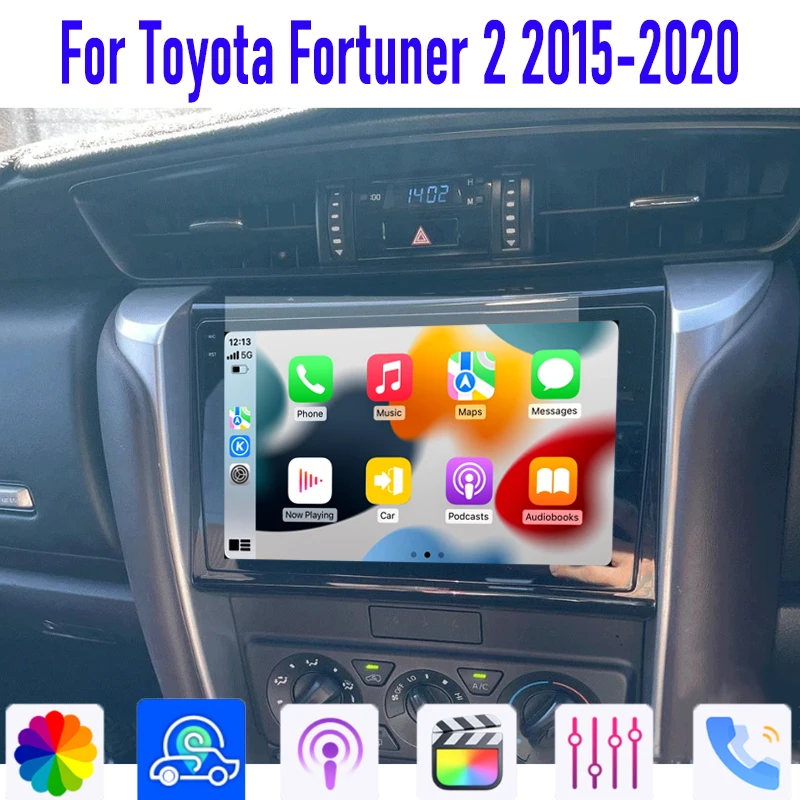 

GPS 9" For Toyota Fortuner 2 2015-2020 Car Radio Head Unit Wireless Apple Carplay Android 13 Auto Reversing Image Camera WIFI BT