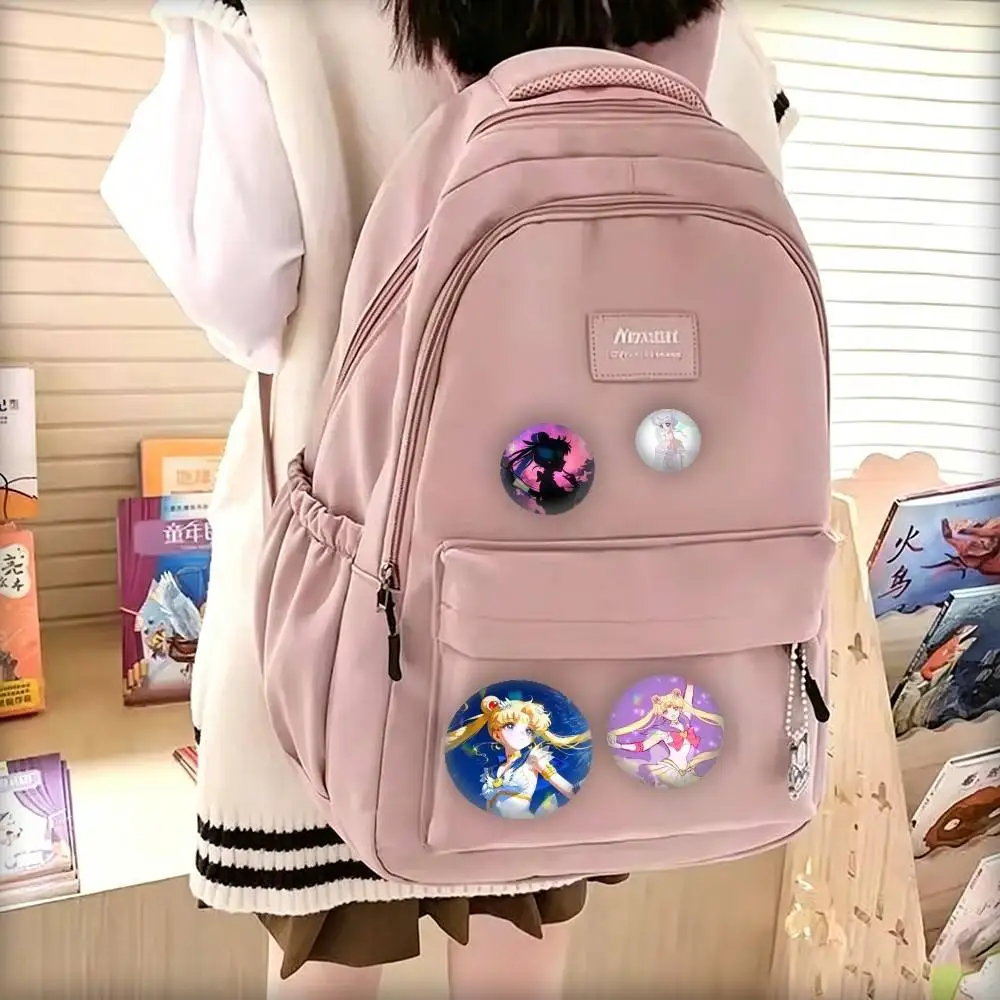 Sailor M-Moon A-Anime 25mm 32mm 44mm 58mm 75mm Brooches Badges Pins for Accessories Gift