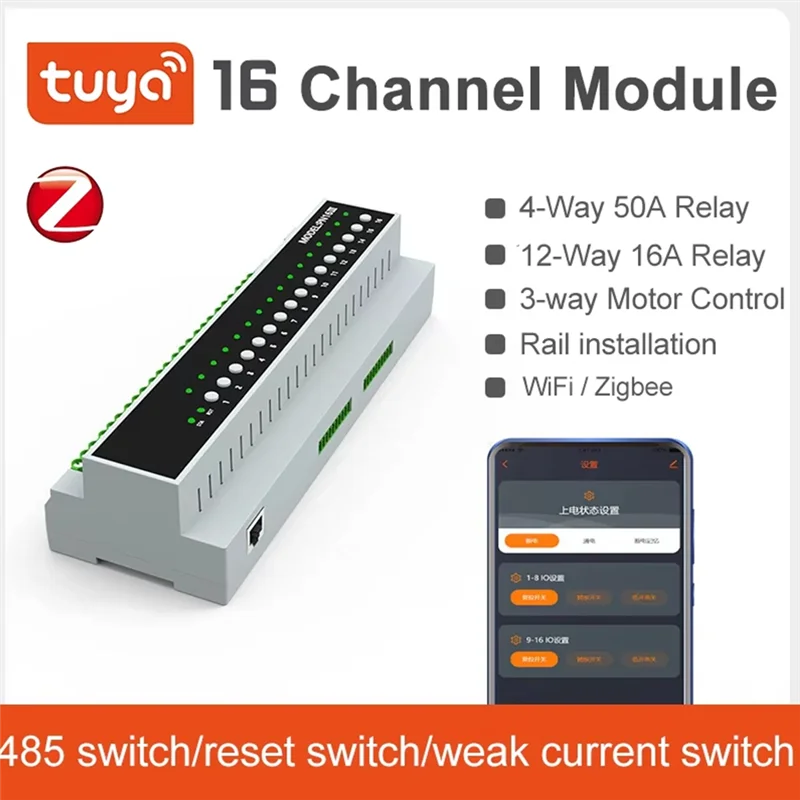 

LBER Tuya Smart Home Wifi Zigbee Relay 16 Gang Relay Switch Remote Control Appliance Control Module 110V-240V APP Voice Control