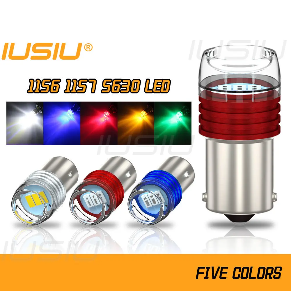 IUSIU 2PCS 1157 Strobe Flash 1156 Led Bulb BA15S BAY15D P21/5W P21W R5W Car Light Indicator Brake Reverse Signal Lamp Red 12V