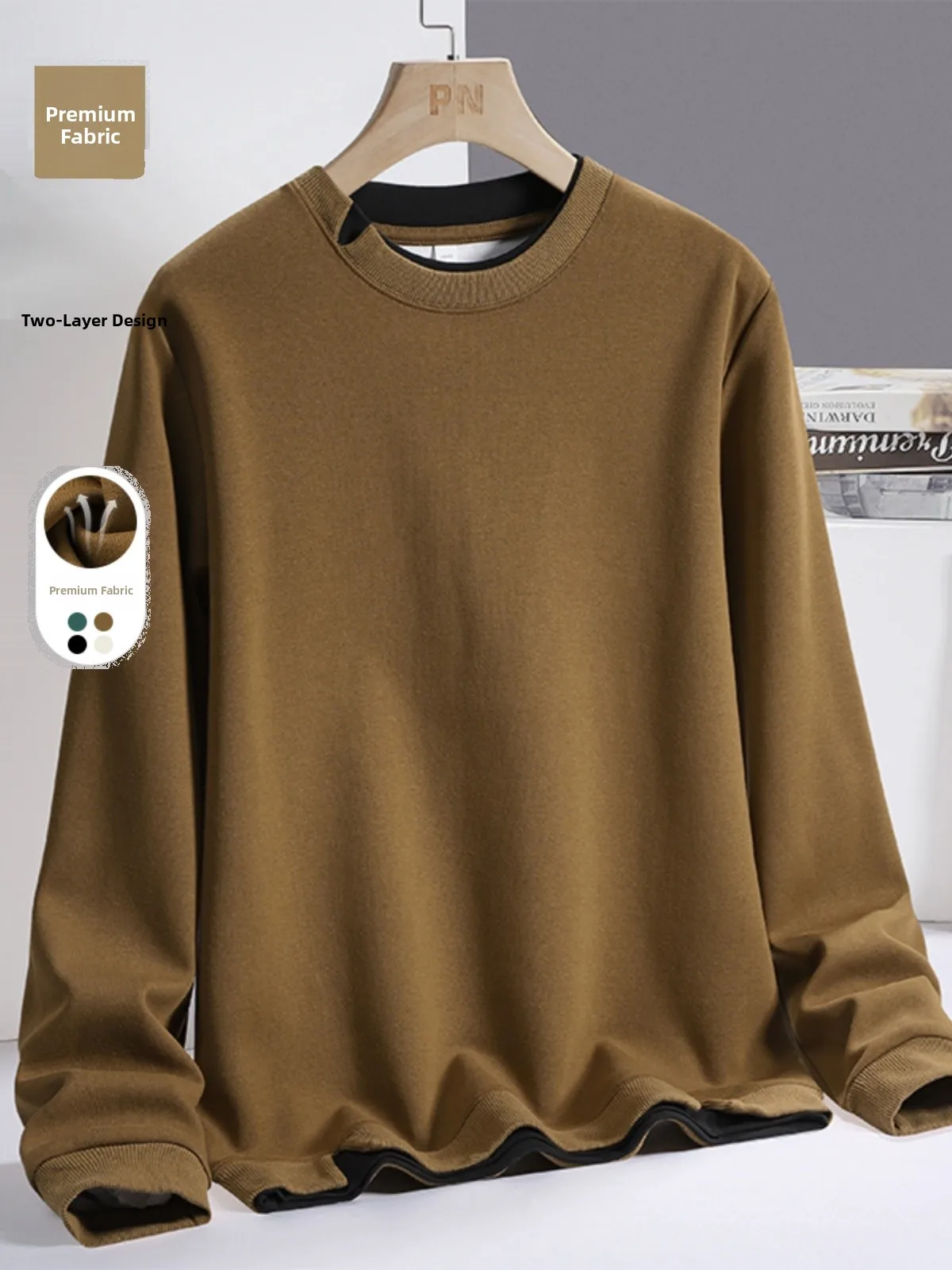

Loose Fit round Ne Long Sve Hoodie for Men Spring Autumn Color Versatile Casual T-irt Trendy Brand JXAETE
