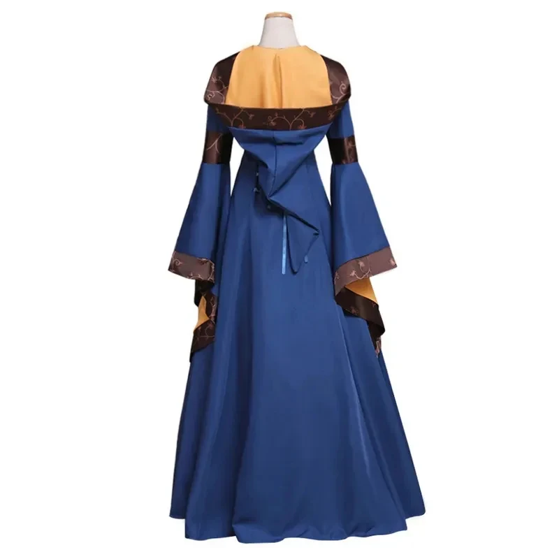 

A;3\v,7'd/Medieval Renaissance Gothic Retro Cosplay Costume Victorian Palace Blue Hooded Dress for Women Clothing dw;3x;4'v\7,h/