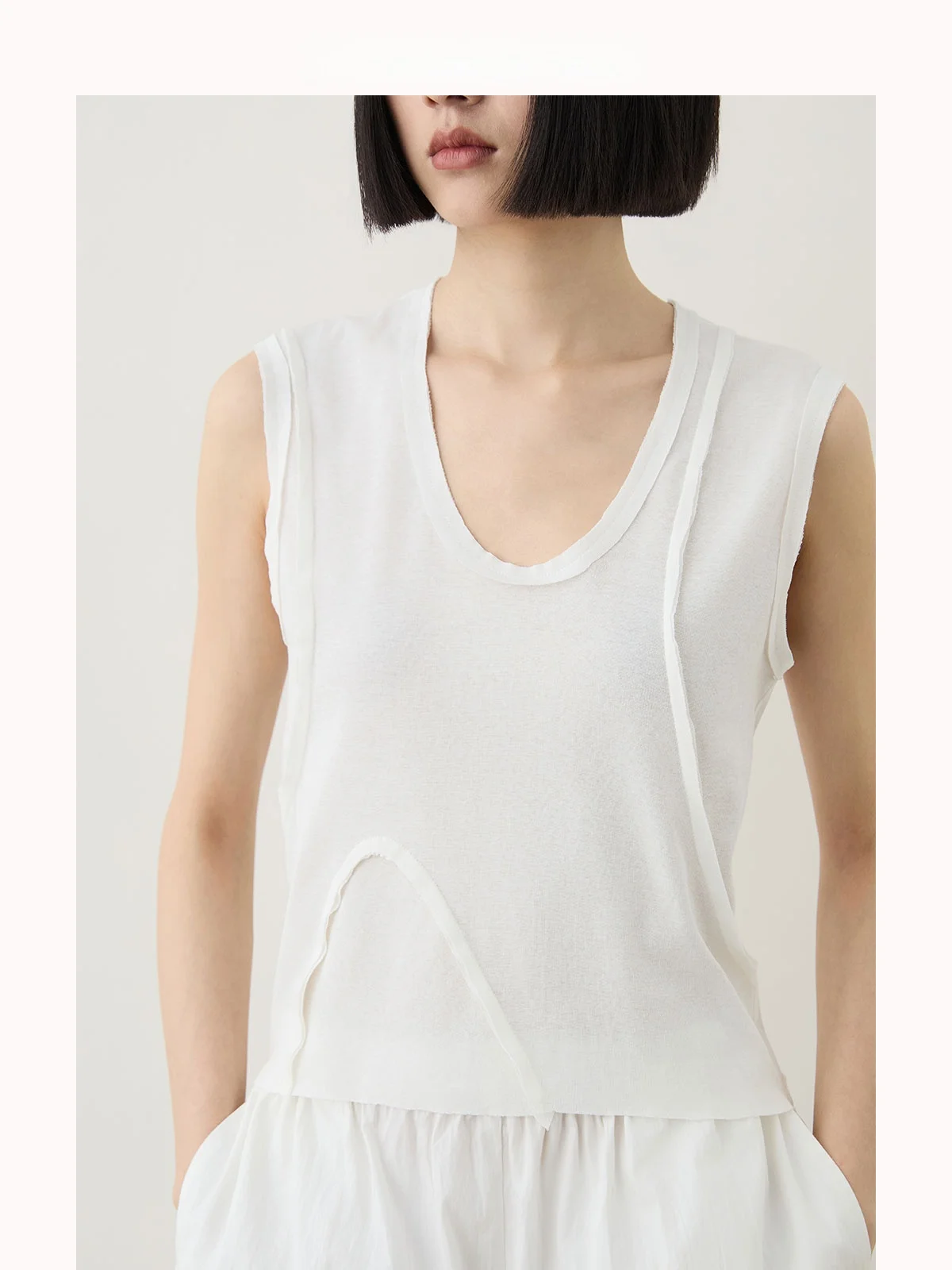 

Сухой удобный льняной вязаный жилет U-Ne Svel Loose Fit l Curl Design Универсальный хлопок или длина C...