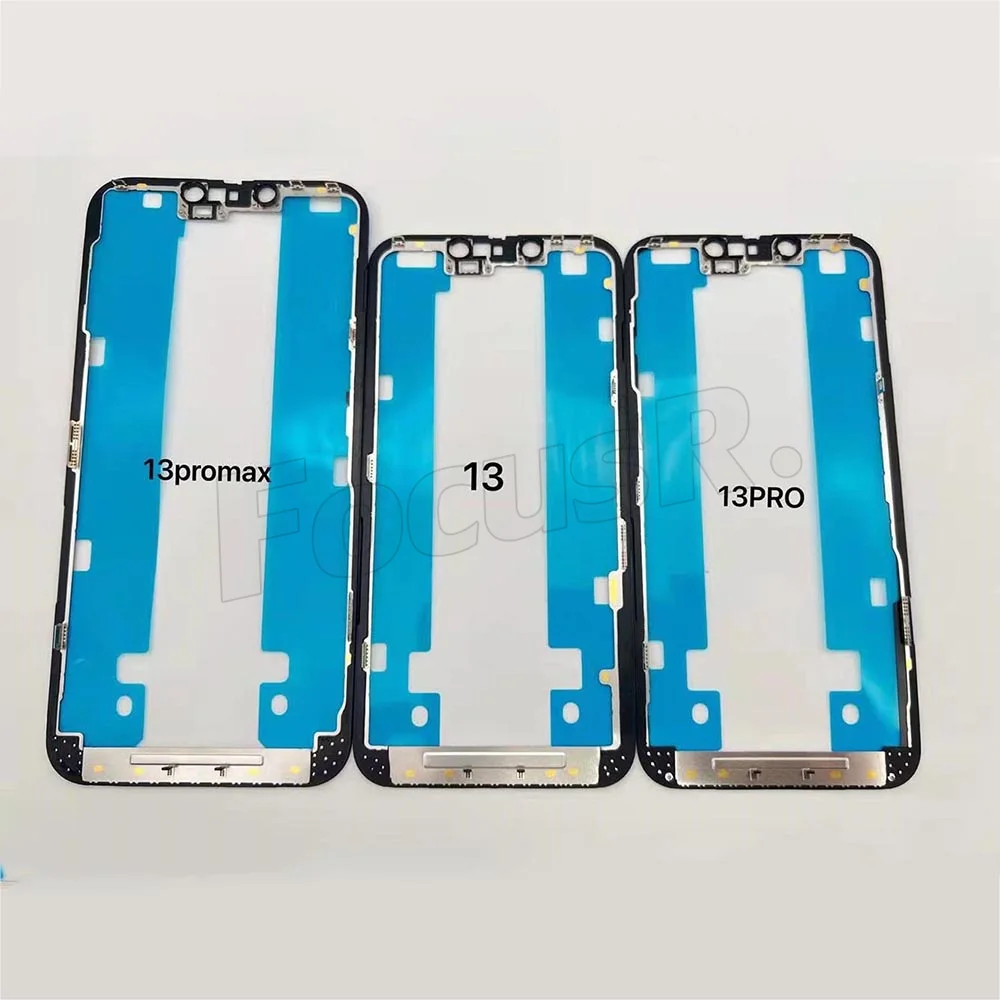 5PCS A Grade Front Bezel Frame with Adhesive Tape for iPhone X XS 11 12 mini 13 14 15 Pro Max LCD Refurbished Parts Replacement