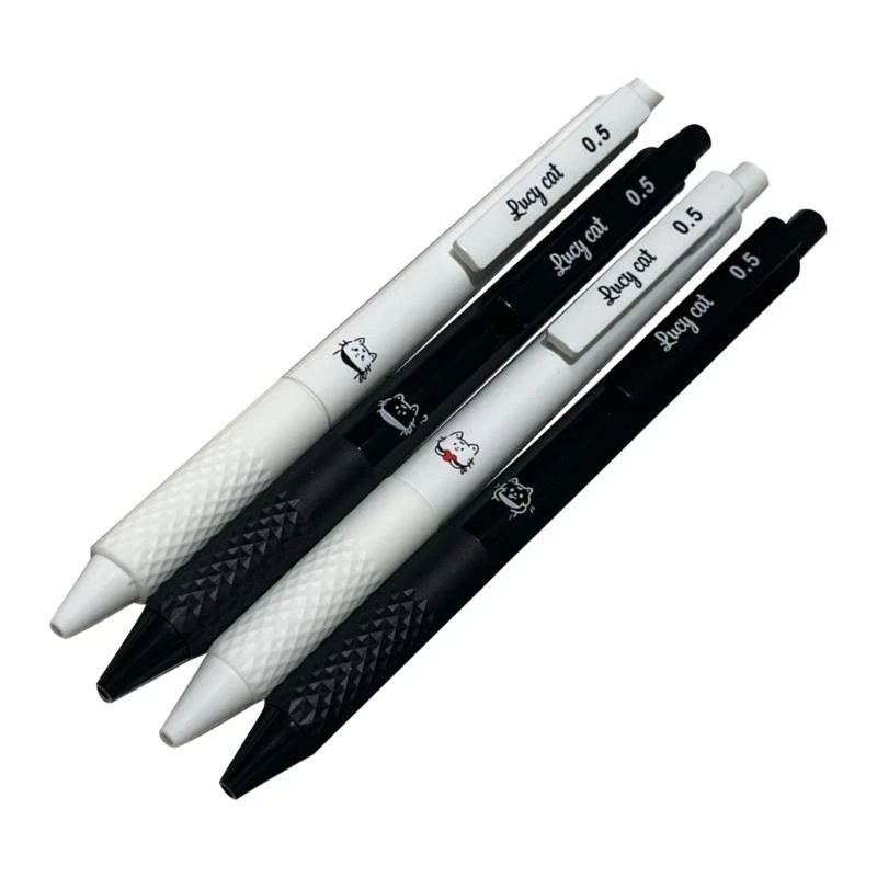 4 PCS 0,5mm Gel Pen Lucky Kitten Pen trung tính có thể thu hồi mực đen Gel Pen đáng yêu Bút Bút để viết nhật ký