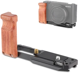 LEFTFOTO L Bracket Release Plate with Wooden Handle Grip for Sony ZV-1 II /ZV-1/ZV1F/ZV-1M2/ZV-1 Mark II Vlog Digital Camera