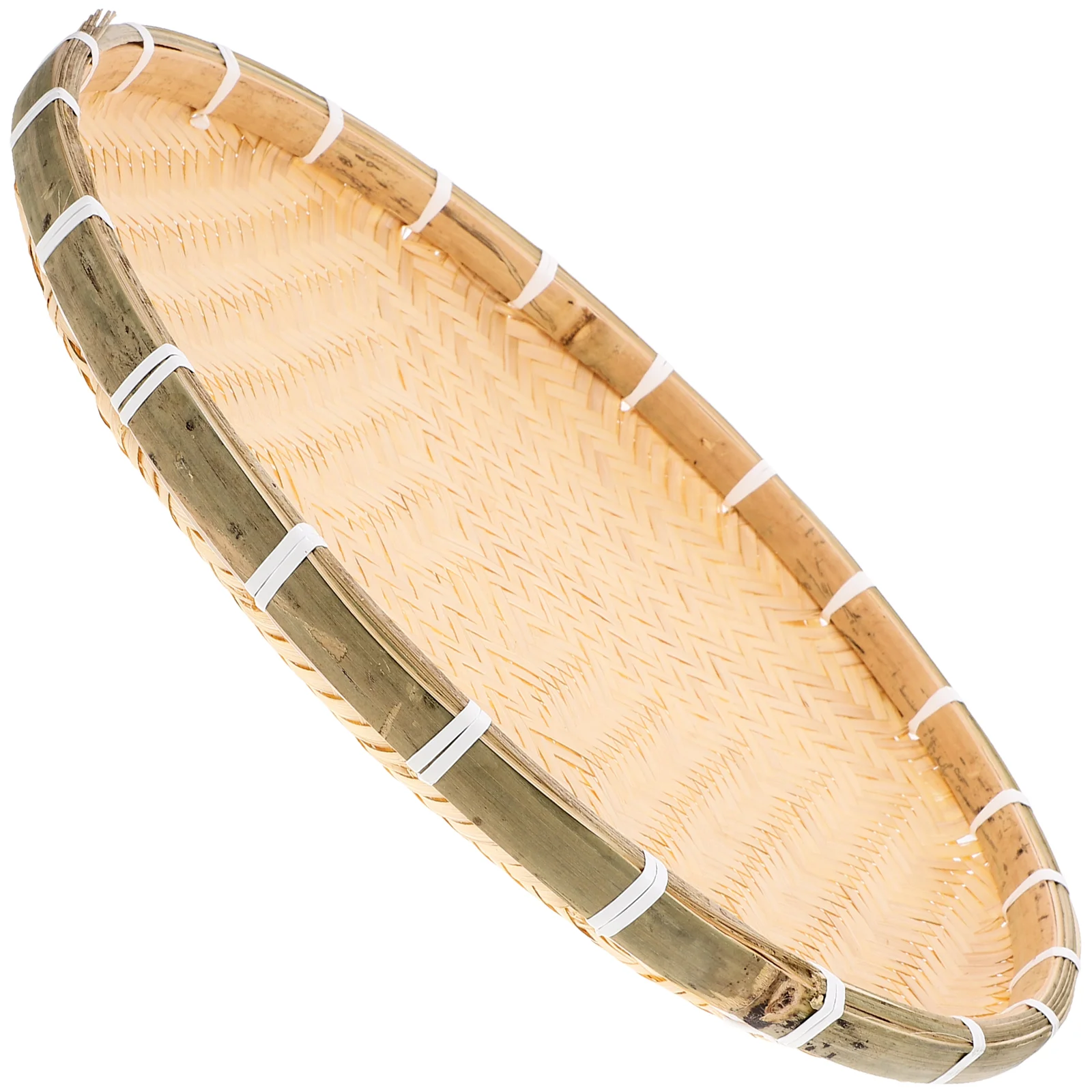 Round Pastry Tray Drying Dustpan Woven Basket for Eating Food Decorate Bamboo Trays