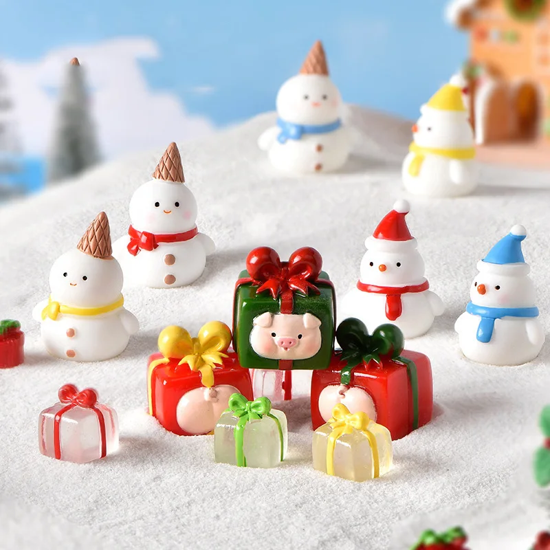 Micro Landscape Accessory Colorful Resin Ornament Christmas Figurine Exquisite Snowman Decoration For Home Decor Office Display