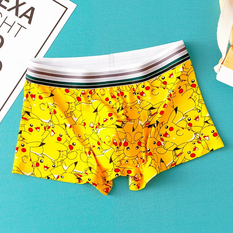 1Pcs Pokemon Pikachu Underwear Men Panties Anime Cartoon Boys Teenager Boxer Briefs Kawaii Cosplay Male Cotton Underwear Gifts