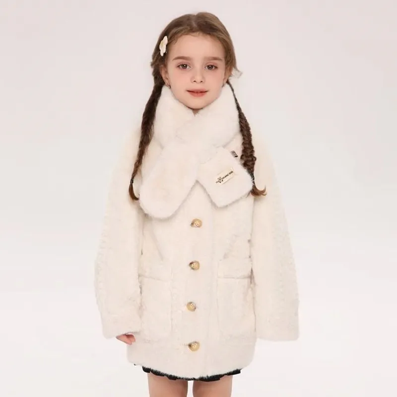 2024 Winter New Children's Faux Fur Jacket Imitation Mink Fur Coat Thicker Warm Outerwear A4280