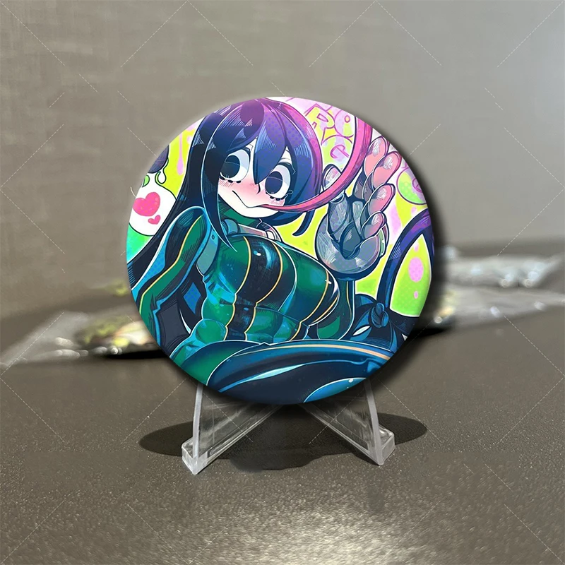 58mm Anime Character Tsuyu Asui Soft Button Pin Hero Cartoon Brooch Creative Badge for Backpack Clothes Decoration Gift