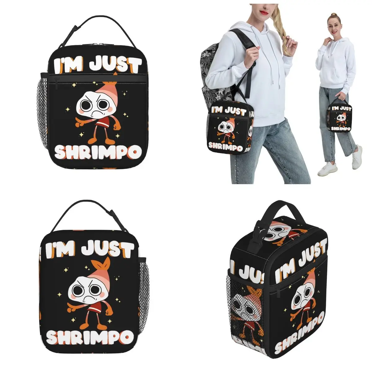 I'm Just Shrimpo Dandys World Shrimpo Lunchtaschen, großer Lunchbehälter, Kühltasche, Lunchbox, Tragetasche, Büro, Outdoor, Mädchen, Jungen