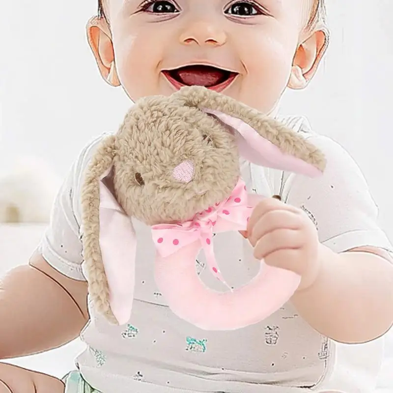 Hochet lapin en peluche doux et câlin pour bébés garçons et filles, jouet de voyage, léger, décroissant les mains