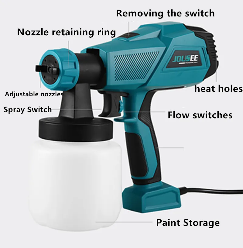 220V Electric Spray Guns Electric Paint Sprayer Painting Compressor with 800ml Pot Nozzle for Walls Doors Windows Fences