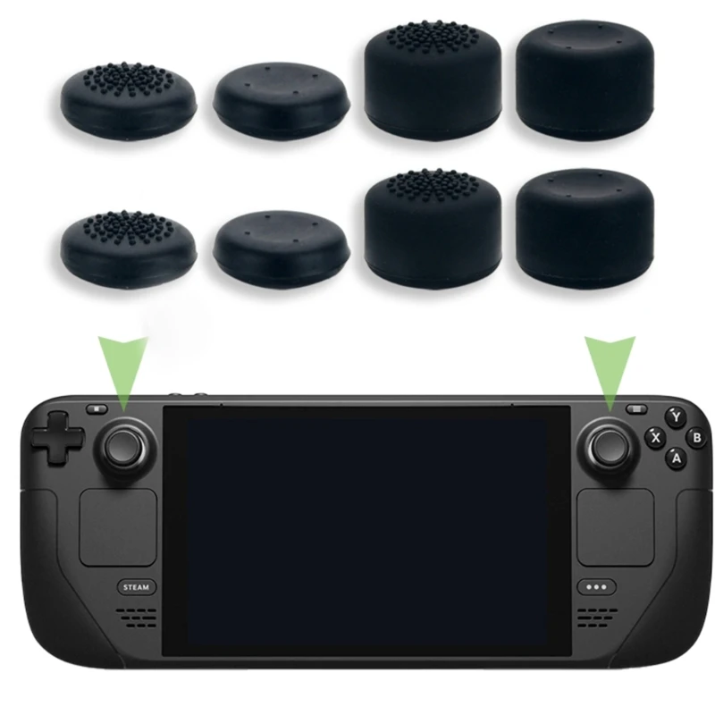 8PCS Non-slip Silicone Analog Joystick Thumbstick Thumb Stick Grip  Case- for Steam Deck Controller,Black Y3ND