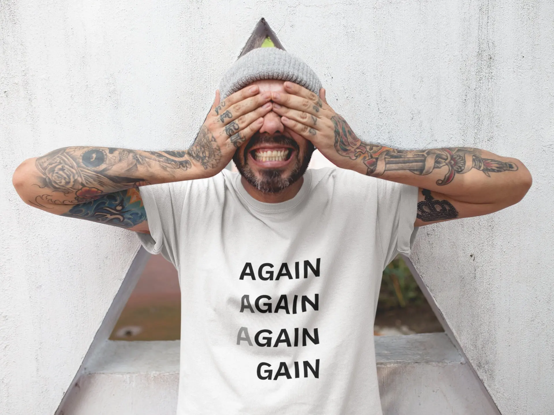 Again To Gain Unique T Shirt Design With Gradual Letter Transformation Inspirational And Motivational Apparel