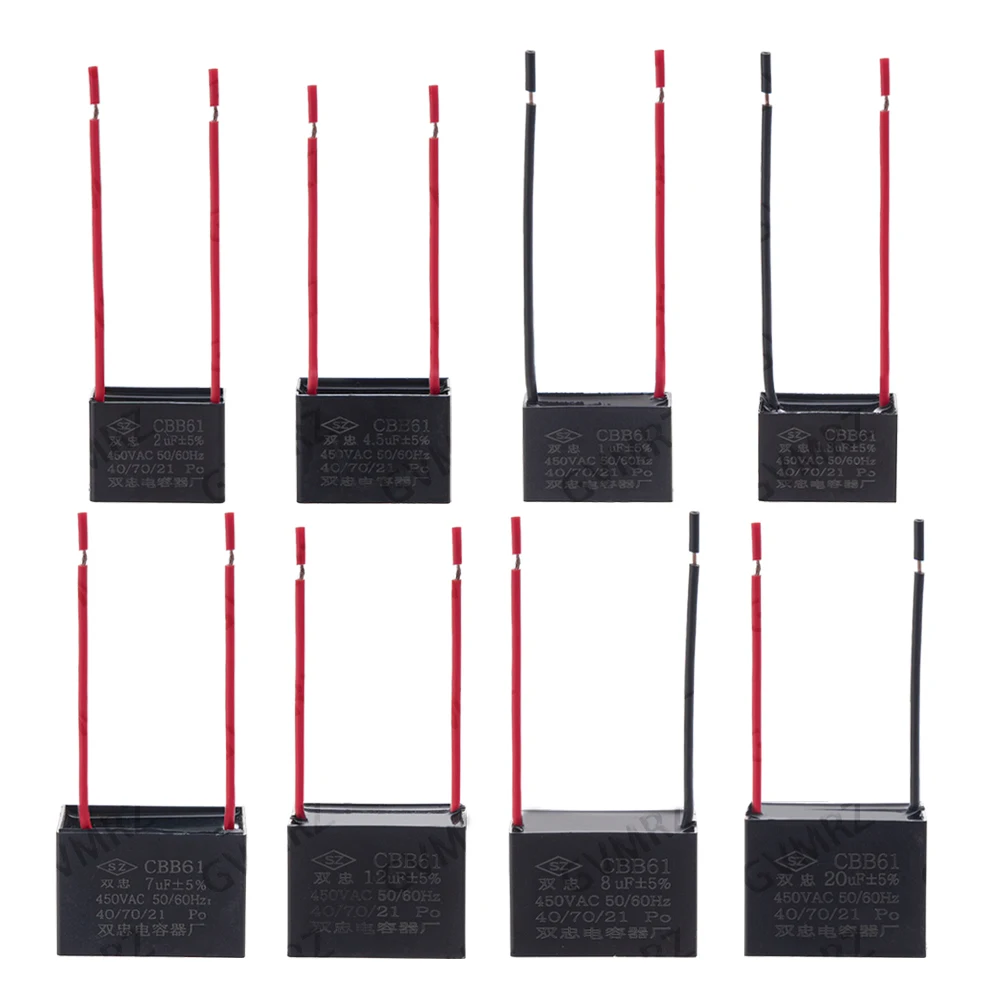 5PCS IC Circuit General Replacement Electronic Capacitor CBB61 Motor Run Capacitor 1.5–20uF 250V 450V AC 