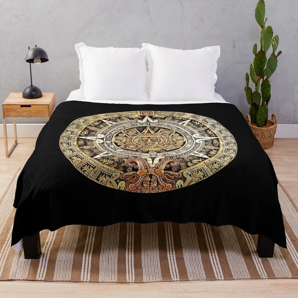 

Stone Aztec Calendar Throw Blanket Winter beds heavy to sleep sofa bed Blankets