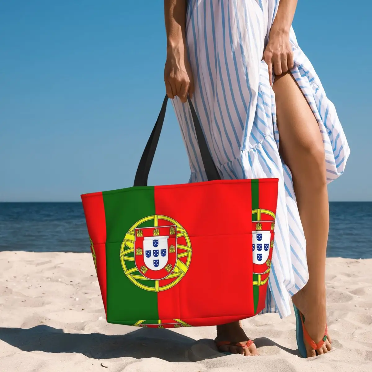 Flag Of Portugal Beach Tote Bag Sport Gym Yoga Duffle Large Tote Bag Women Travel Bag Fitness bag