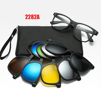 6 In 1 Spectacle Frame Men Women With 5 PCS Clip On Polarized Sunglasses Magnetic Glasses Male Computer Optical 2282