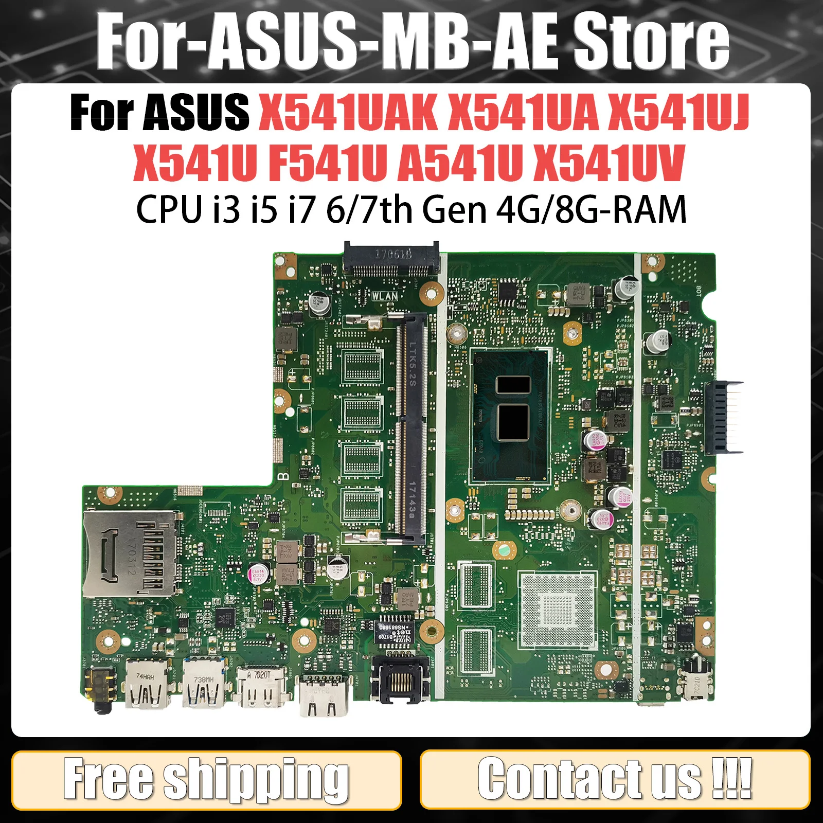 X541UAK اللوحة الأم ل ASUS X541UJ X541UA X541U F541U A541U X541UV اللوحة الأم للكمبيوتر المحمول وحدة المعالجة المركزية I3 I5 I7 6th/7th Gen 0G/4G/8G-RAM