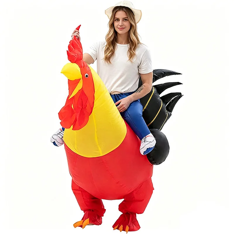 Halloween Funny Rooster Inflatable Costumes Adult Makeup Accessories Party Decoration Cartoon Doll Blow Up Outfits Stage Props