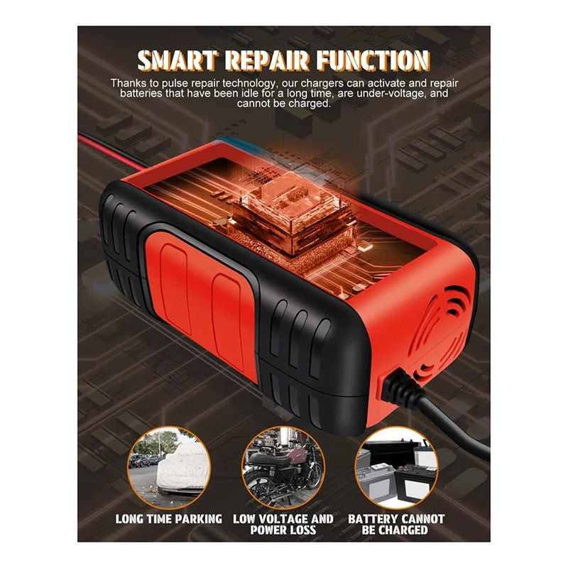 12V/10A 24V/5A Smart Car Battery Charger With 7 Charge Stages, For AGM, WET & GEL Lead Acid Batteries