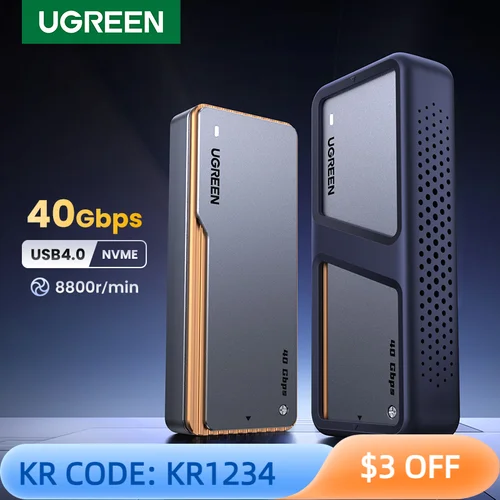 UGREEN-carcasa SSD NVMe de 40Gbps, adaptador M.2 a USB4.0 para M.2 NVME PCIE, carcasa de aluminio con chaleco de refrigeración incorporado