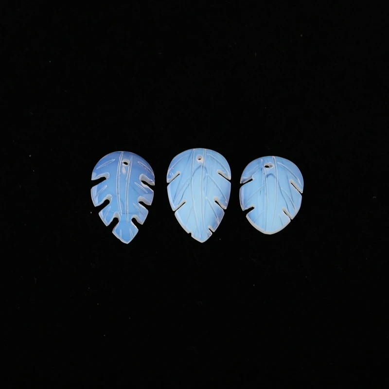 

3PCS Opalite Leaves Fashion Jewelry Set with Pendant Beads And Earrings 24x16x3/20x15x3mm Beads Jewelry Beads -4.6g