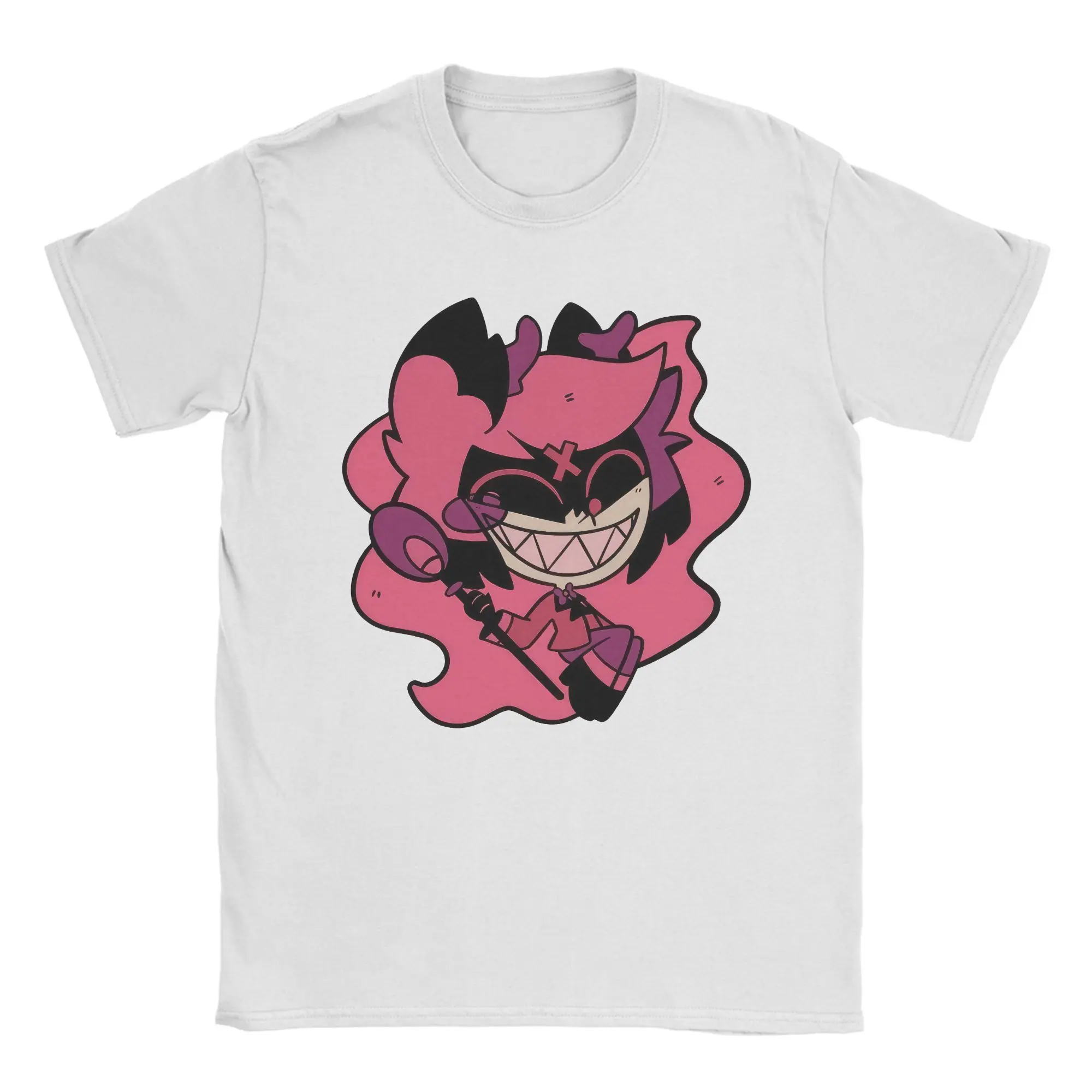 

Мужская футболка Hazbins Hotels Alastor, хлопковые топы, новинка, футболки с короткими рукавами и круглым вырезом, летние футболки