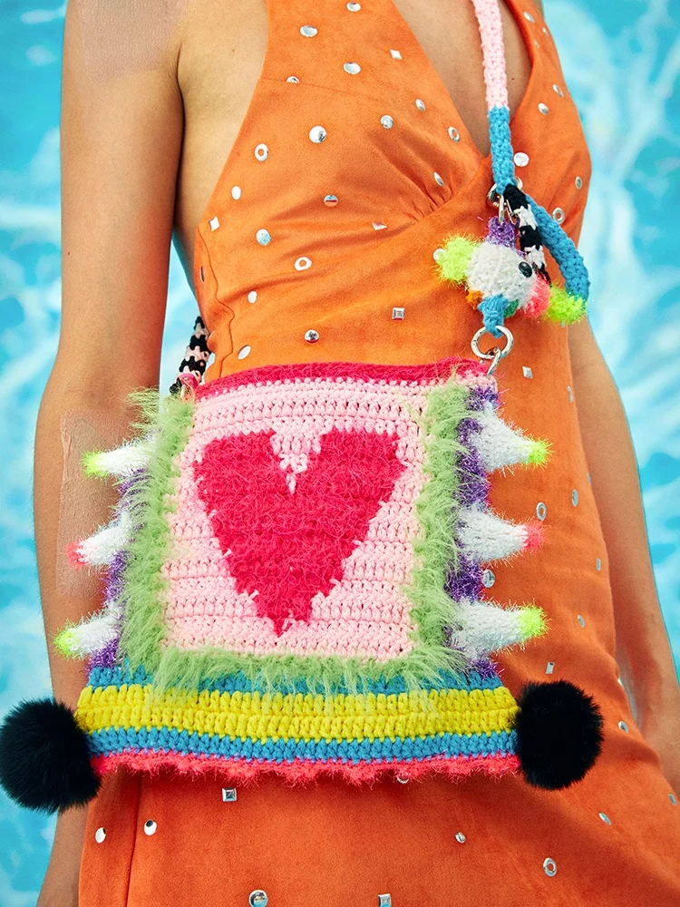  Knitted Crochet Women's Bag Soft Cotton Strap Multi-Functional Crossbody Bag for Vacation And Daily Use