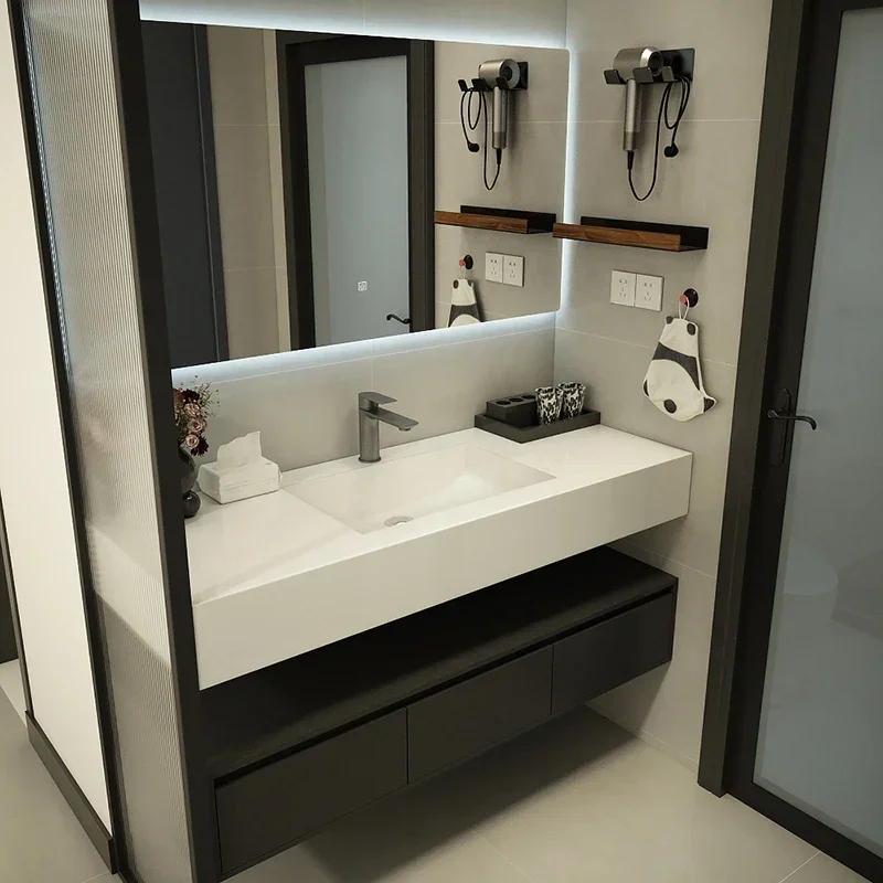 

Простой шкаф для ванной комнаты, комбинированный умывальник для ванной комнаты, каменная плита, горячий изгиб, встроенная раковина, умывальник, бесшовный керамический умывальник