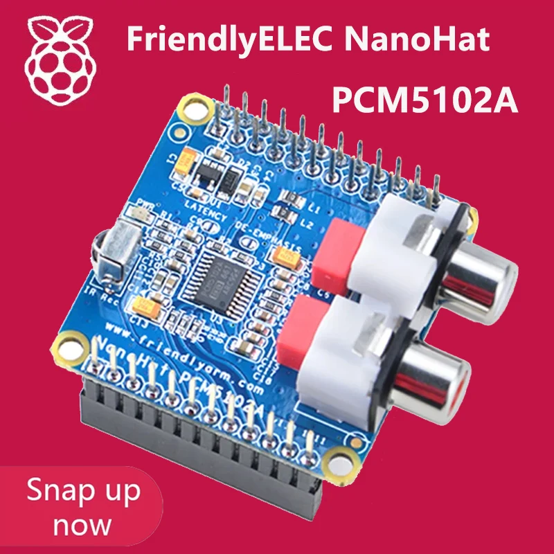 

FriendlyELEC NanoHat PCM5102A,DAC audio chip and NS' low-noise,384kHZ 32bit Compatible with NanoPi NEO/NEO Air