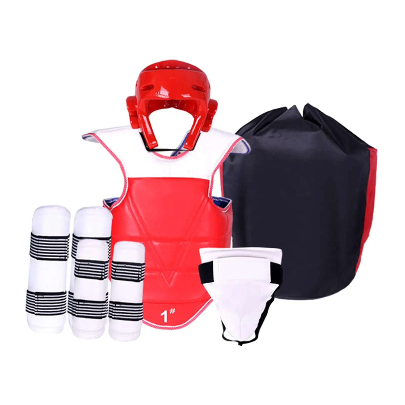 Adjustable Padded Taekwondo Chest Guard Karate Sparring Gear Set with Boxing Headgear for Muay Thai MMA