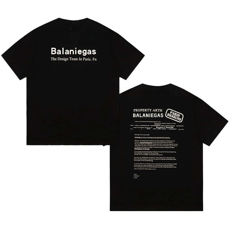 Balaniegas T-Shirt z krótkim rękawem Męskie i damskie pary Ten sam moda Nadrukowane litery Czysta bawełna Luźna bawełniana koszulka z okrągłym