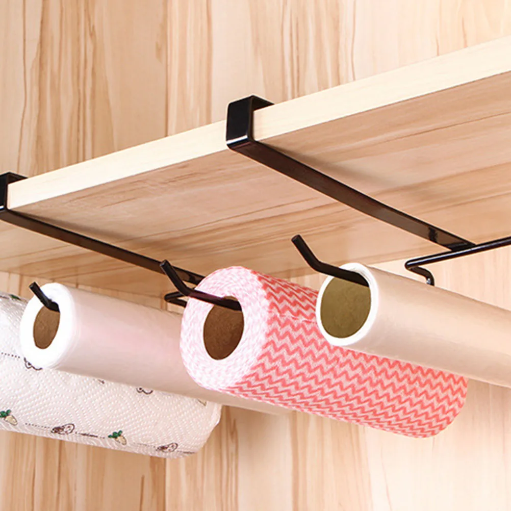 

2pcs Holder Iron Double Towel Holder row Shelf Punch Double Row Shelf Free Plastic Wrap Wiper Storage Rack