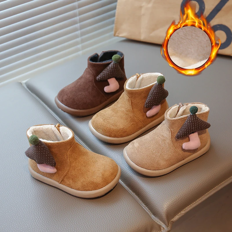 

2025 Baby Boys Girls Boots Children Casual Shoes Outdoor Plush Anti-slip Infant Shoes Autumn Winter Kids Ankle Boots 16-26