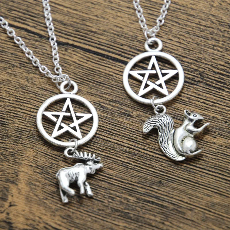 20pcs Moose and Squirrel Best Friends Necklaces Inspired Jewelry Team Free Will Jewelry