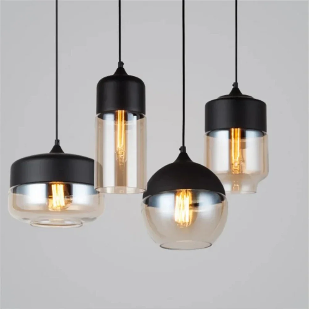 Plafonnier LED industriel en verre au design moderne, éclairage d'intérieur, luminaire décoratif de plafond, idéal pour une chambre à coucher, un bar, un café ou un restaurant