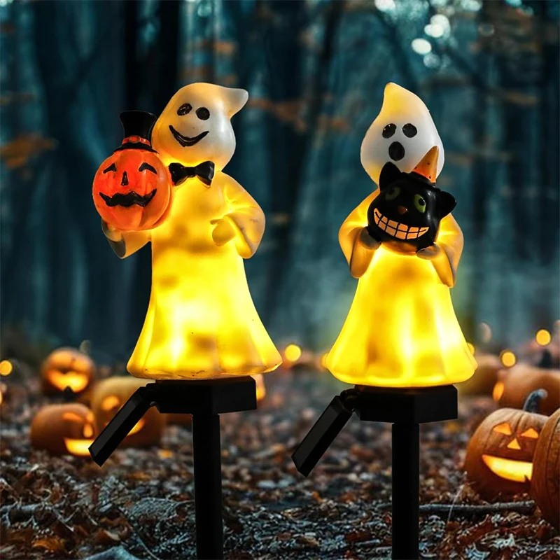 

Creative Solar Light Outdoor Garden Pumpkin Luminous Ghost Halloween Decorative Lamp Solar Garden Stake Light for Yard Lawn