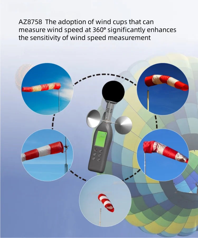 Az8758 Digital WBGT Checker Wet Bulb Globe Temperature Tester Heat Stress in Direct Sunlight(OEM Packaging Service Available