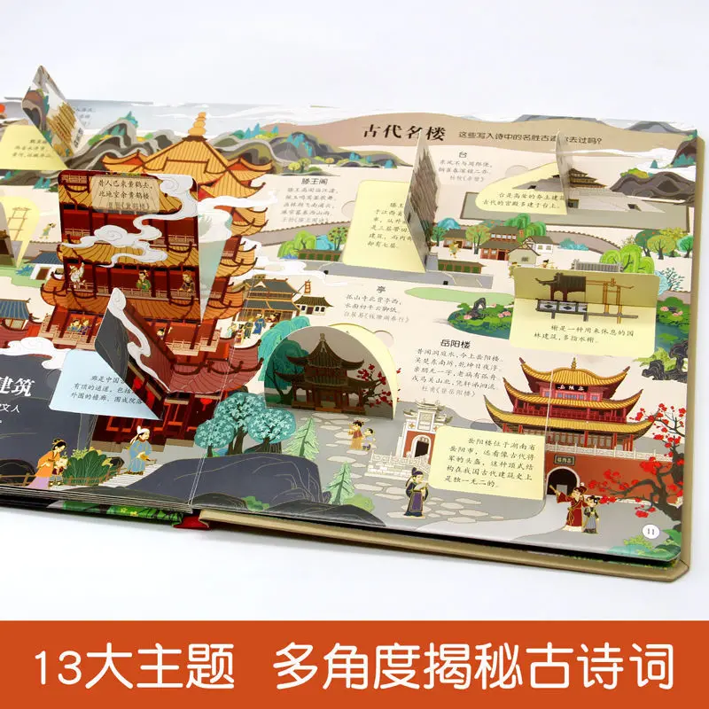 Demystifying Ancient Poems Chinese History Flip Book Children's Popular Science Stereo Book Demystifying Ancient Chinese Poetry