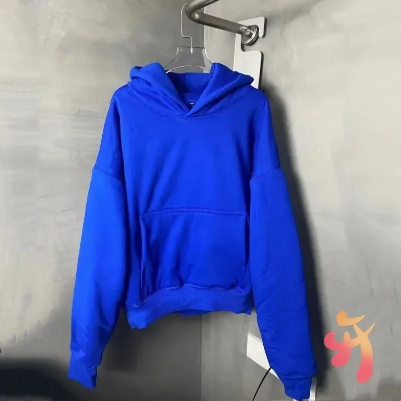 Thickened Double-layer Fabric Cotton Blank Blue Kanye Hooded Sweatshirts Season6 Hoodies Casual Loose Men Women Hoodys