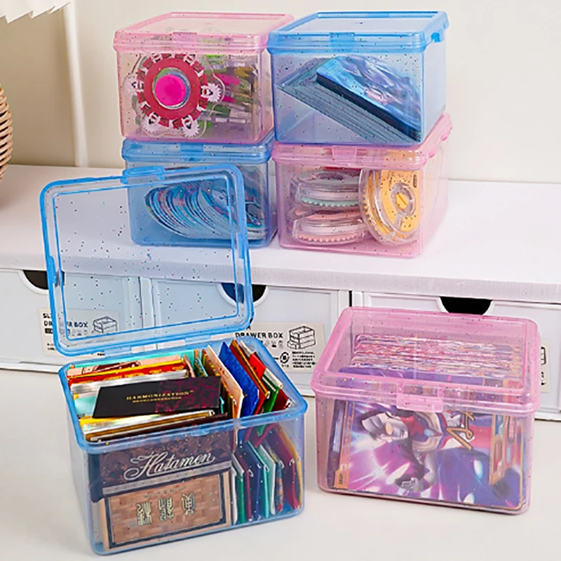 New Photocards Small Card Storage Box Transparent Plastic Storage Box Desk Organizer Box Classification Box Stationery