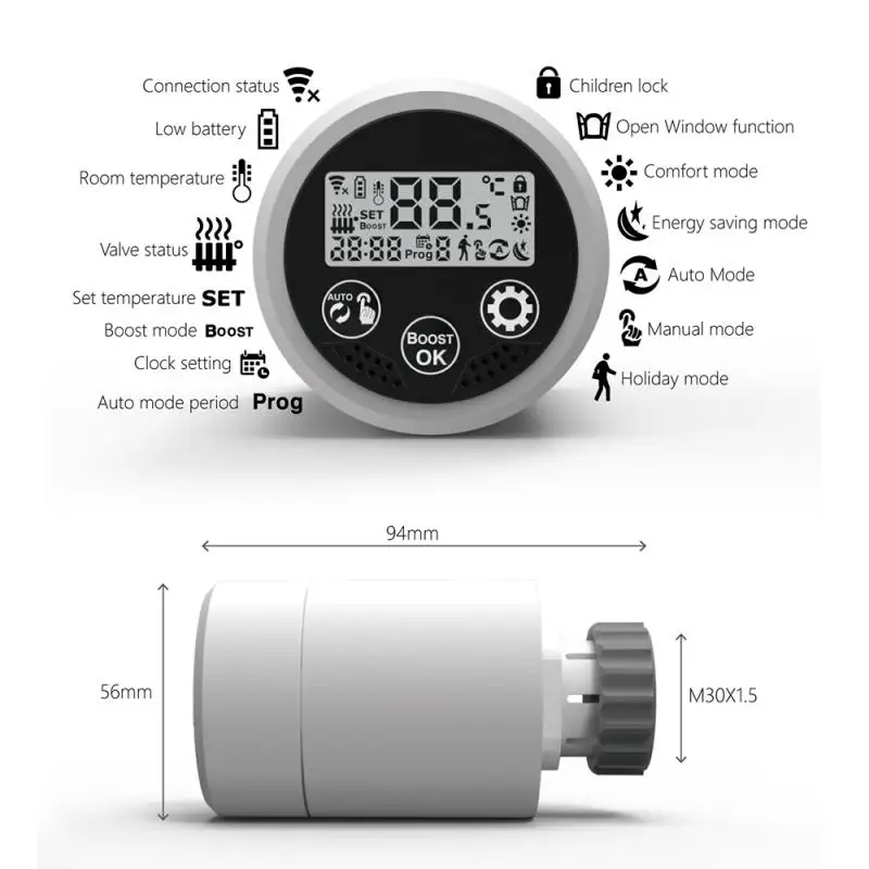 Умный термостат Tuya ZigBee, термостат с клапаном радиатора, программируемый, с поддержкой приложения Alexa Yandex Alice Smart Life