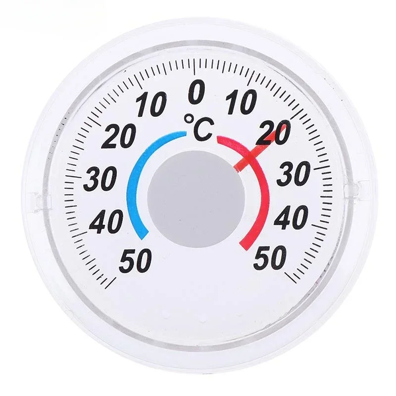 

1pcs Round Plastic Door and Window Thermometer Outdoor Door Window Thermometer Pointer Type Cold and Heat Watch