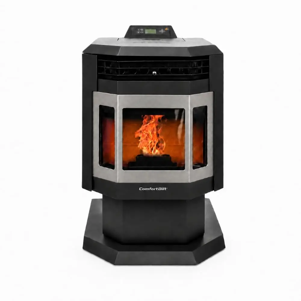 HP21 Pellet Stove, 2,400 sq. ft., 40 lb. Hopper, Black with Stainless Steel Trim