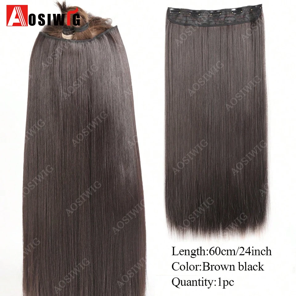 Synthetic Long Straight Clip In Hair Extensions