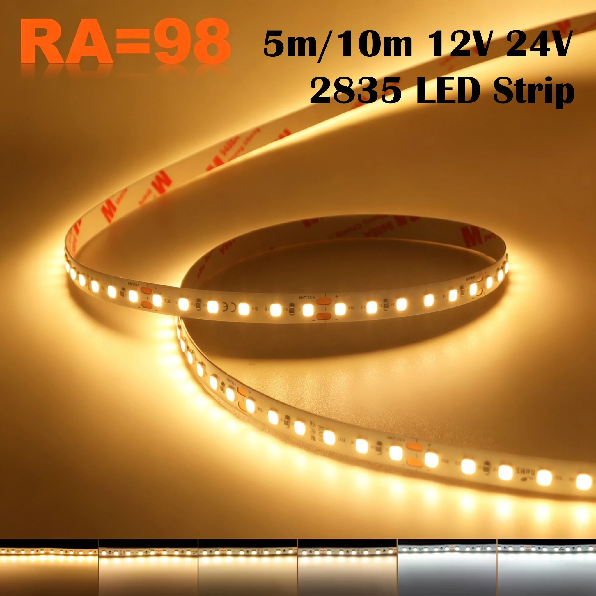 fita-led-ra98-12v-24v-5m-10m-smd2835-120-leds-m-fita-flexivel-2700k-3000k-3500k-4000k-5000k-6000k-iluminacao-residencial-de-alta-cri